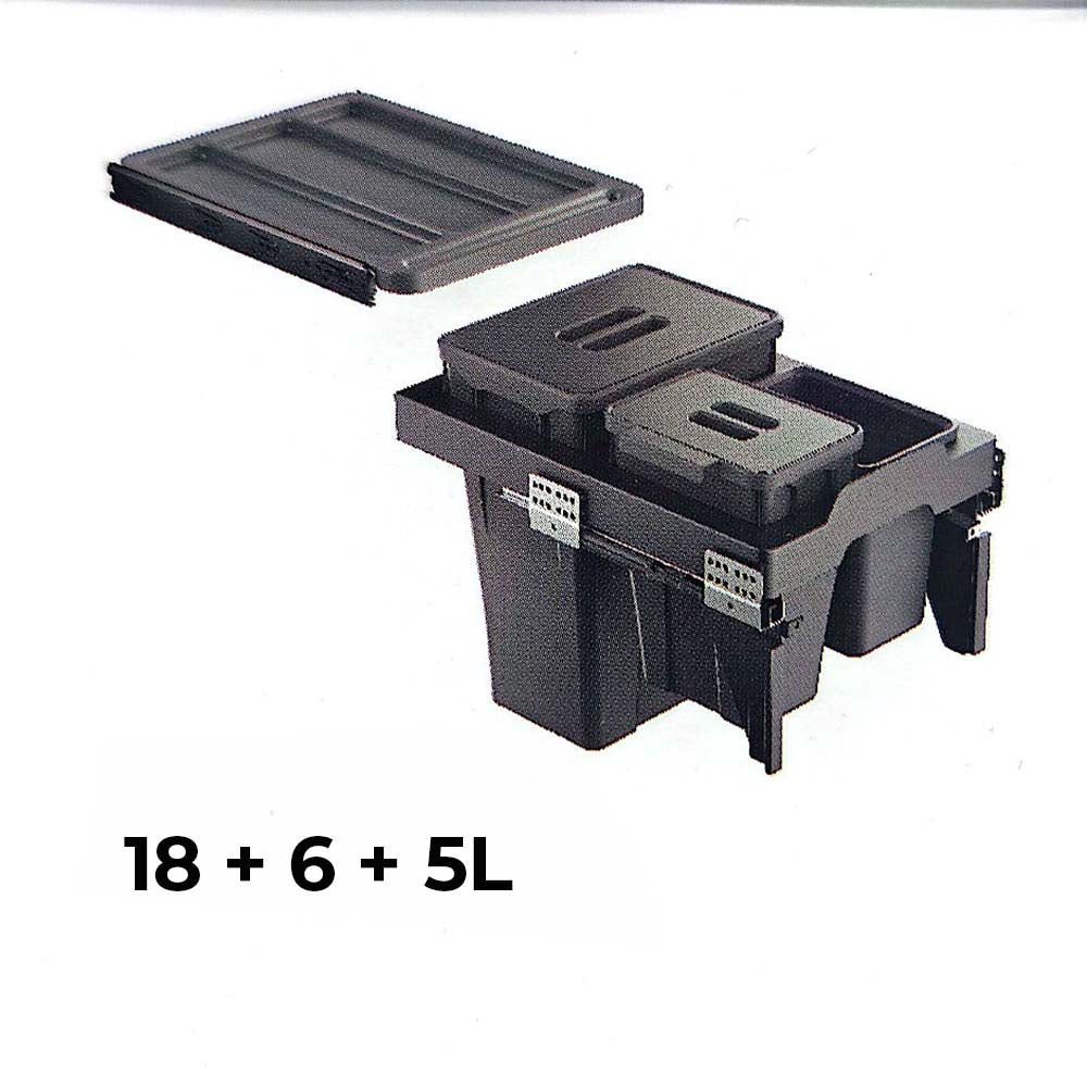 Basurero Reciclaje 3 contenedores extraíble (18L+6L+5L)