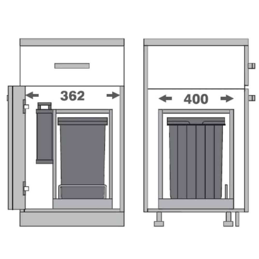 Basurero Compacto para Puerta Abatible