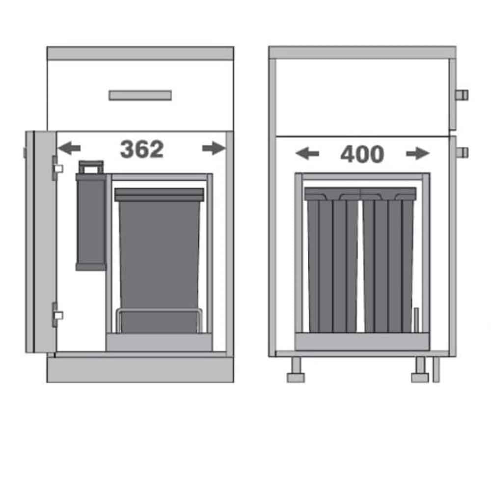 Basurero Compacto para Puerta Abatible