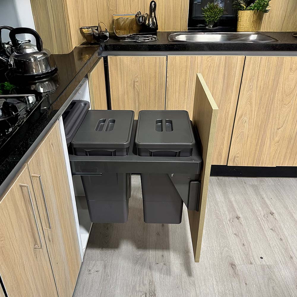 Basurero Reciclaje 2 contenedores antracita (36 litros)