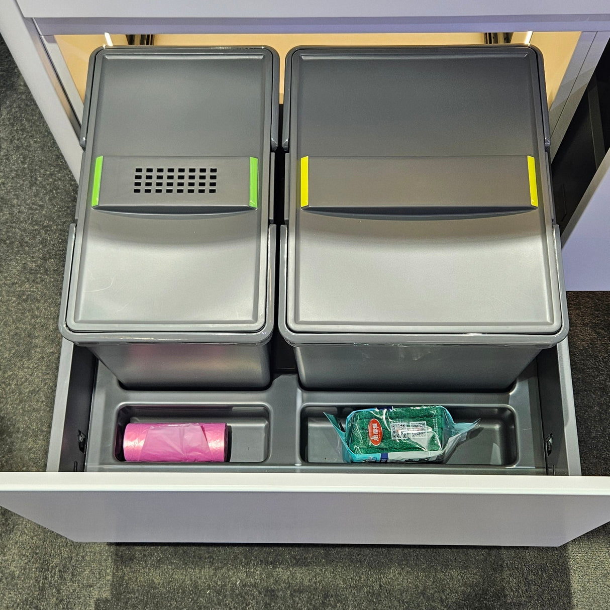 Basurero Reciclaje 2 contenedores para cajón (31 litros)