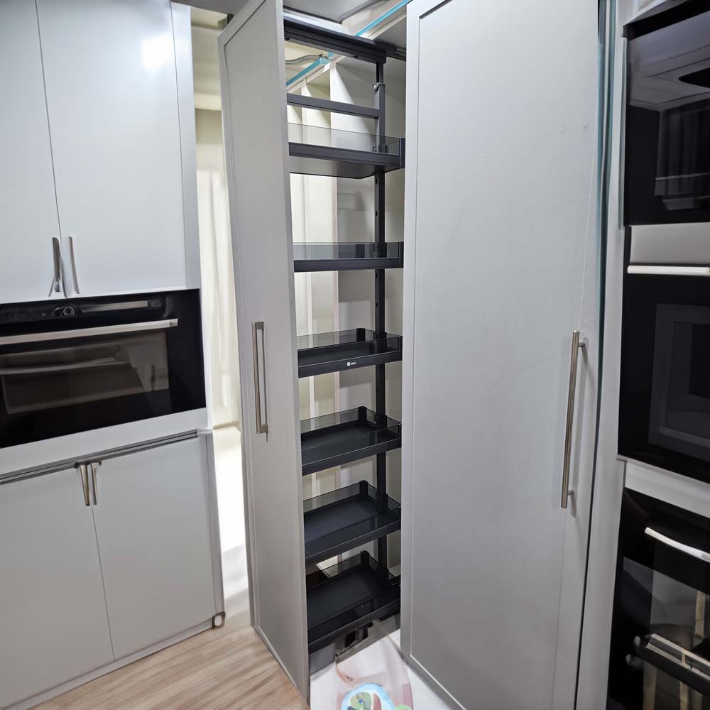 Columna extraíble 6 canastos aluminio y vidrio