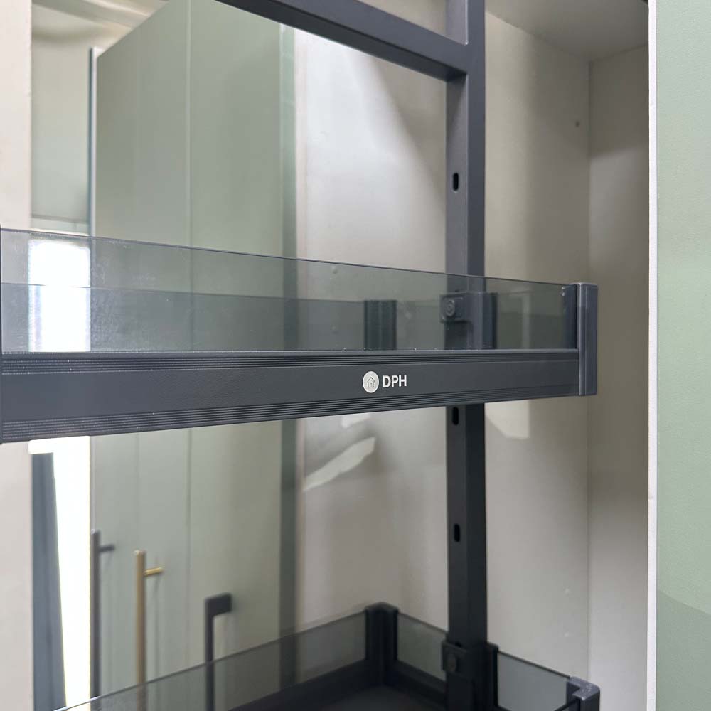 Columna extraíble 6 canastos aluminio y vidrio