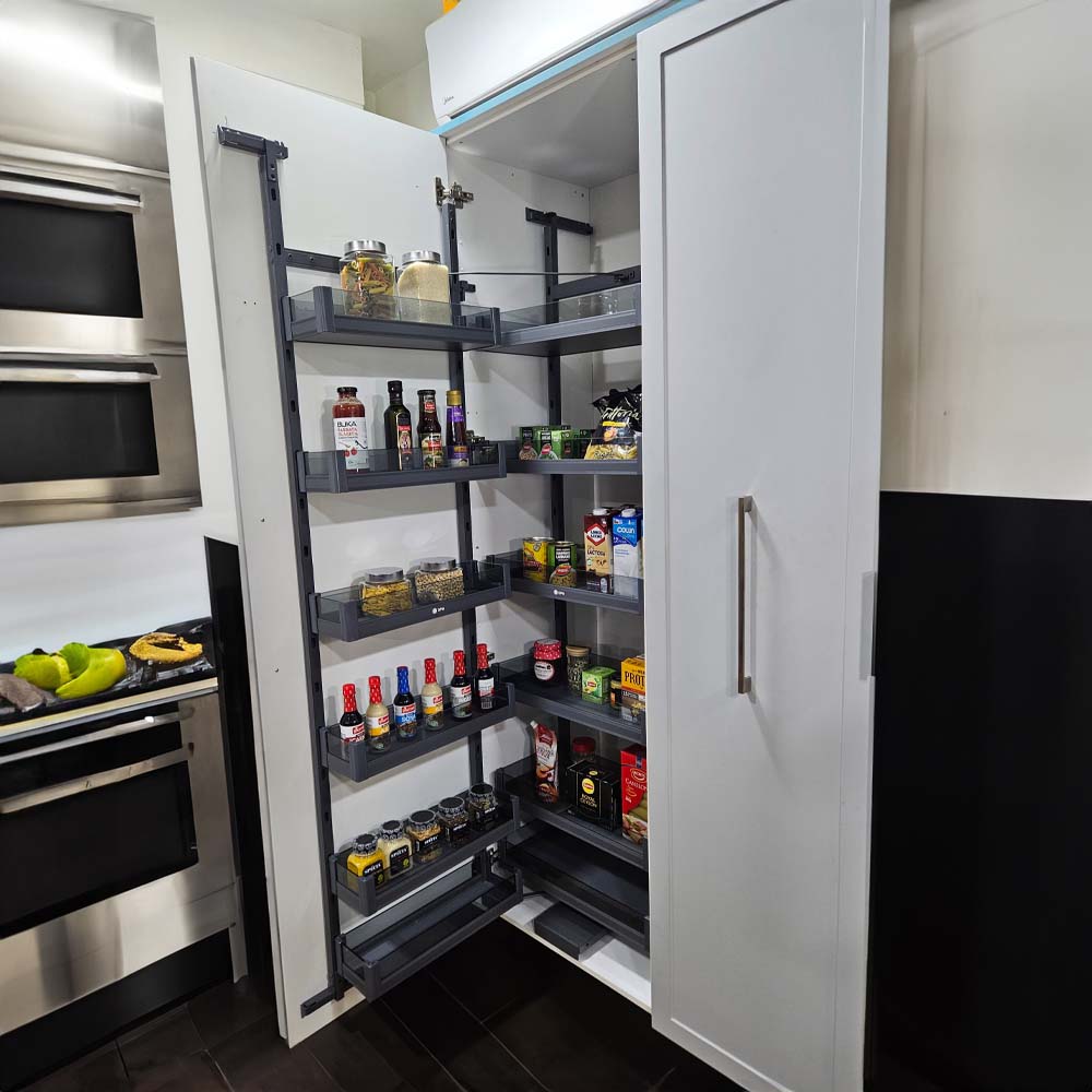 Despensa 6 niveles aluminio y vidrio