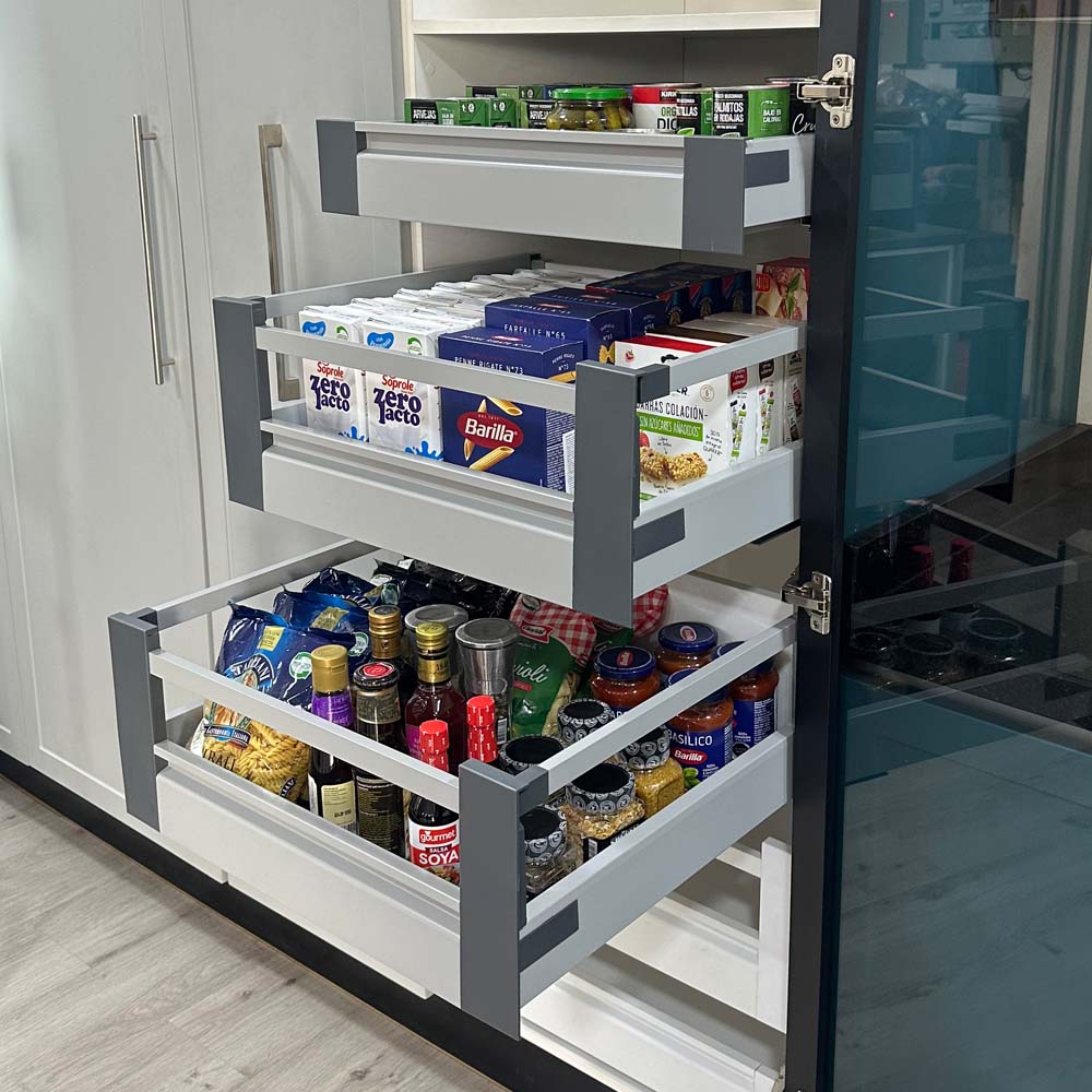 Despensa 5 cajones extracción total - Ancho 1000mm - Gris