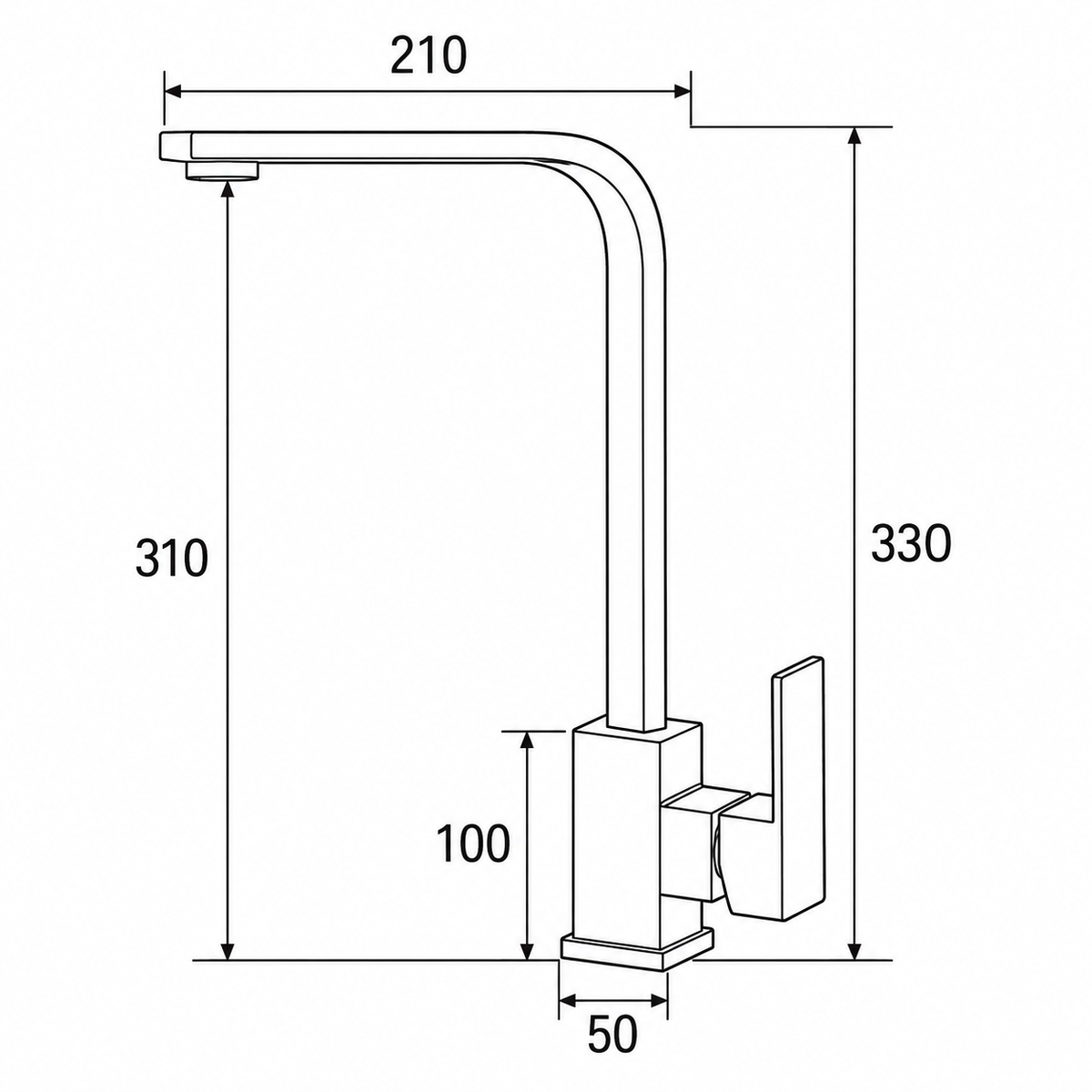 Llave Monomando Lavaplatos Cuello Plano