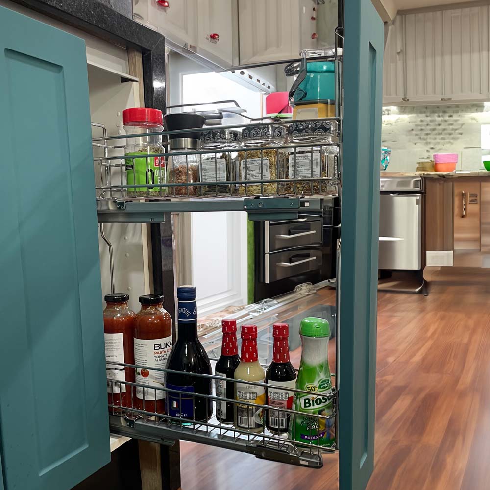 Especiero extraíble para Cocina cromado 150mm cierre suave