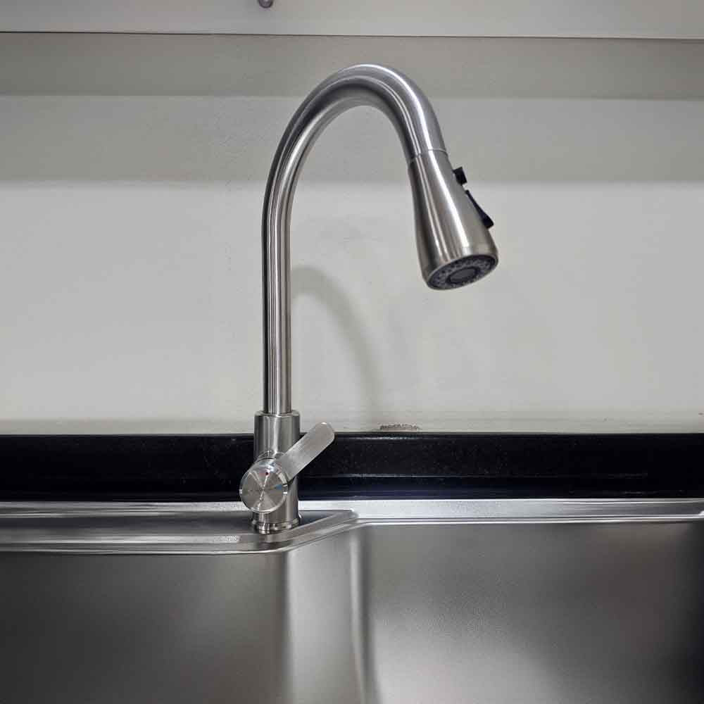 Llave Monomando Lavaplatos Acero Inoxidable Extensible