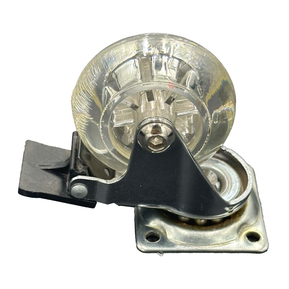 Rueda PU transparente con freno