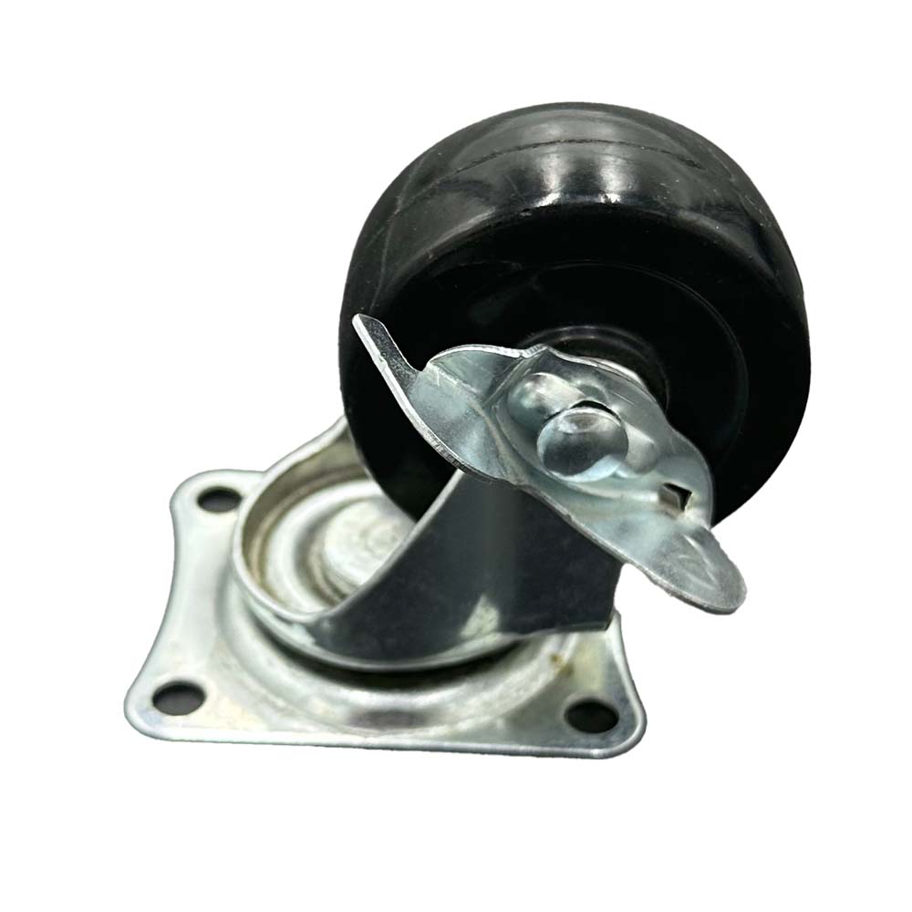 Rueda base goma negra con freno