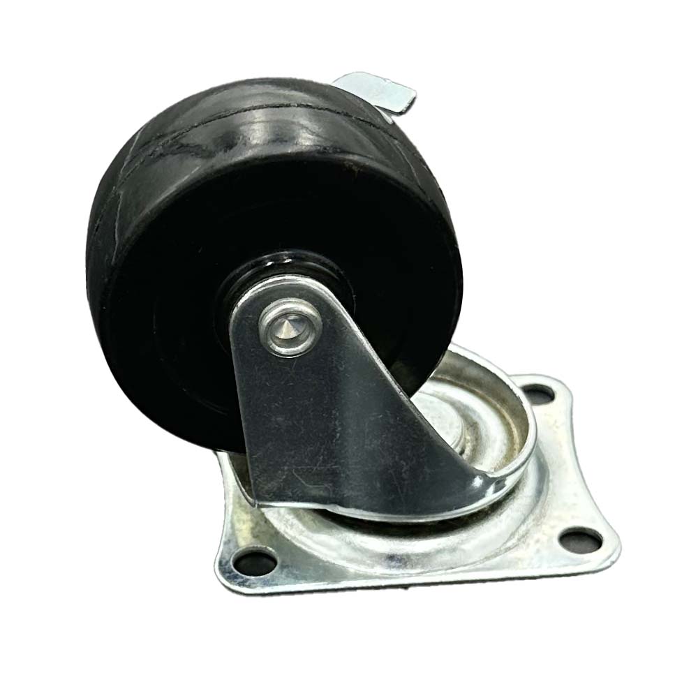 Rueda base goma negra con freno