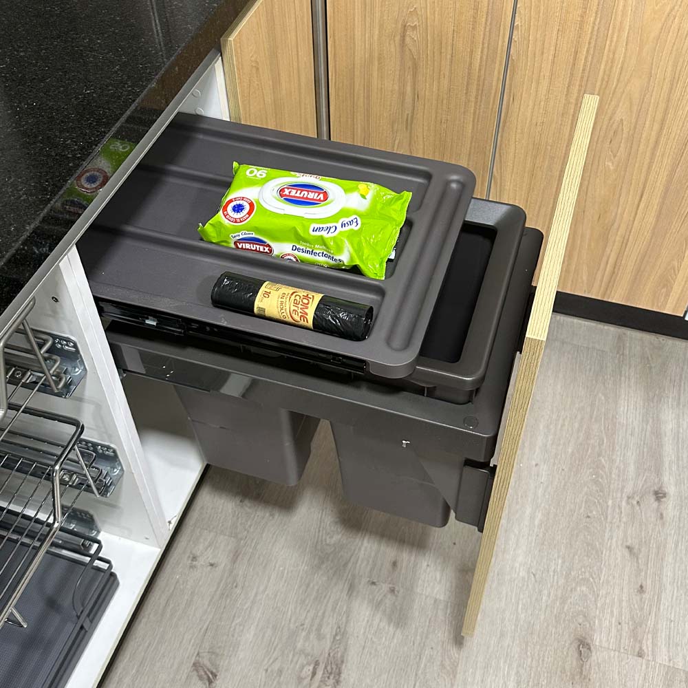 Basurero Reciclaje 2 contenedores antracita (36 litros)