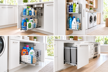 Ideas para organizar productos de limpieza en la cocina y logia