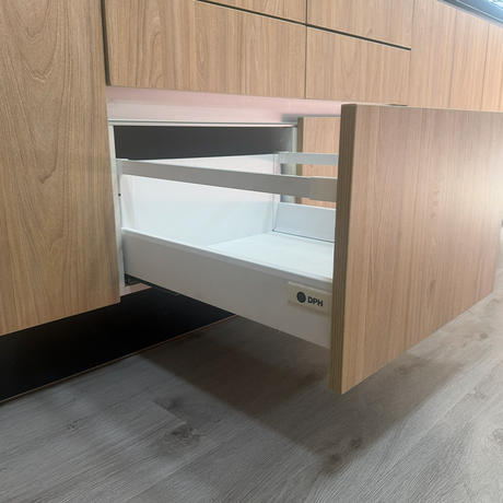 Cajón Metálico Blanco Frente Madera Altura 151mm