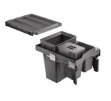 Basurero Reciclaje 3 contenedores antracita anclado a puerta (18L+6L+5L)