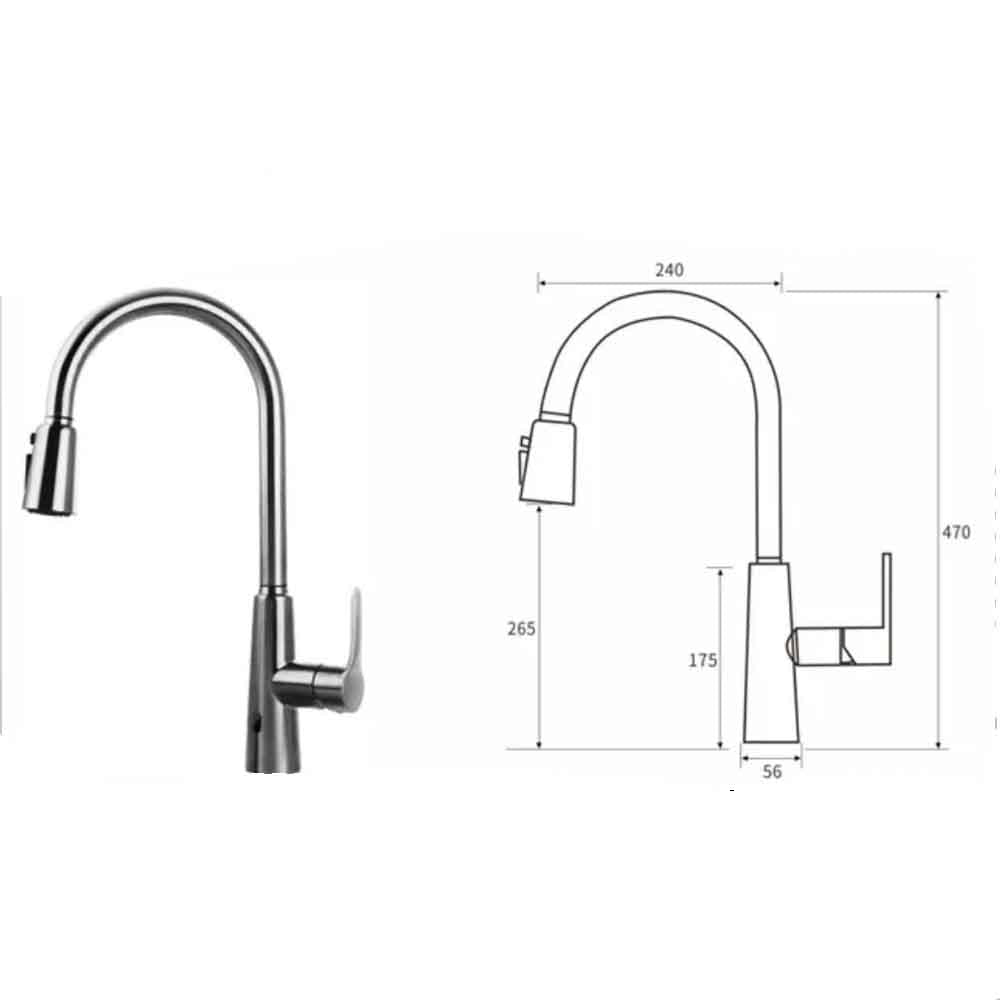 Llave Monomando Lavaplatos Acero Inoxidable Extensible Profesional