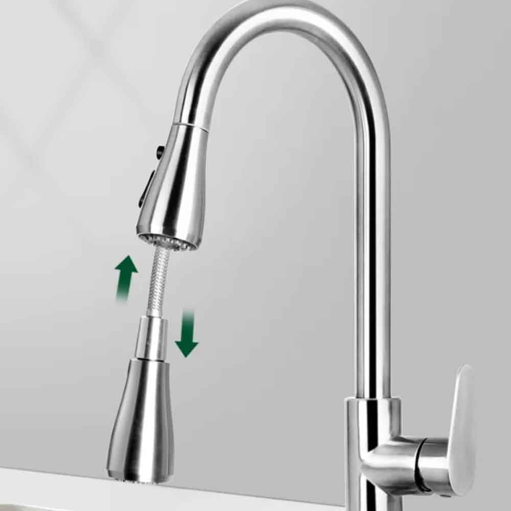 Llave Monomando Lavaplatos Acero Inoxidable Extensible
