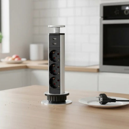 Torre enchufes empotrable para cocina y mesones